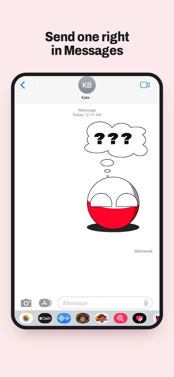 One Poland ball sticker sent in a Messages conversation